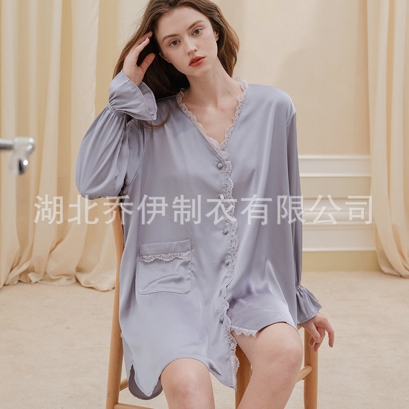 JYS853 Sexy Pajamas for Women, Thin Boyfriend-Style Shirt, Alluring Lace Satin Sexy Nightgown, Private Photo Shoot JYS853 Sexy Pajamas for Women, Thin Boyfriend-Style Shirt, Alluring Lace Satin Sexy Nightgown, Private Photo Shoot