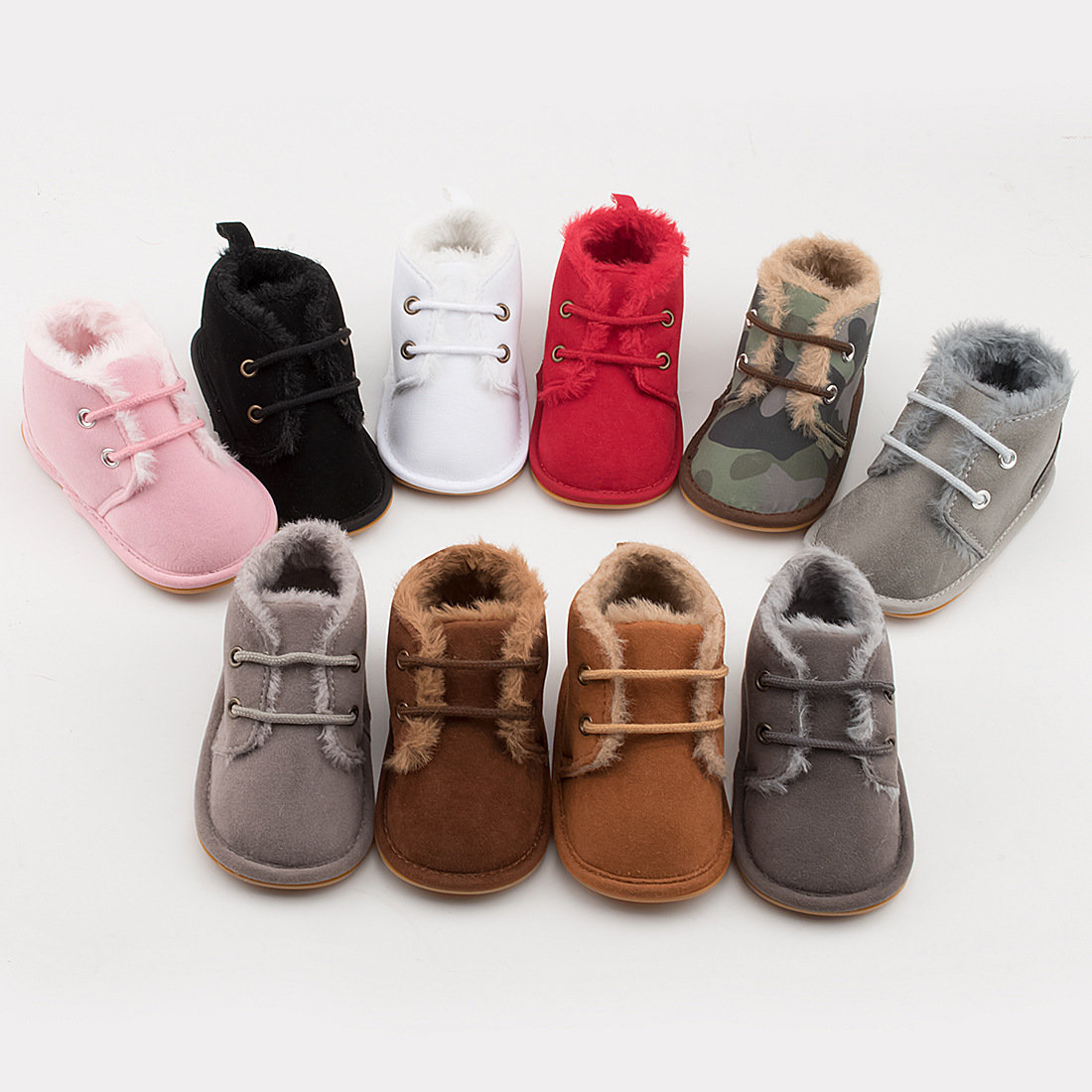 2025 Amazon Autumn and Winter New Baby Toddler Shoes Fleece-Lined Soft Rubber Sole Non-Slip Baby Toddler Shoes Baby