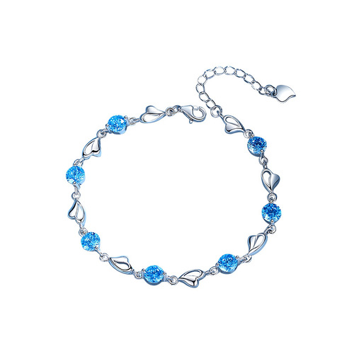 New Austrian Crystal Love Bracelet Women's Sterling Silver Full Diamond Heart-Shaped Bracelet Korean Style Design Fashionable Temperament Hand Accessories