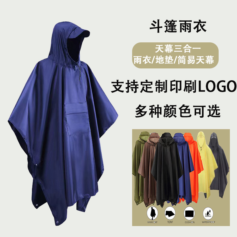 Table tres en uno capa portátil impermeable multifunción mochila escalador al aire libre capa con capucha para adultos poncho