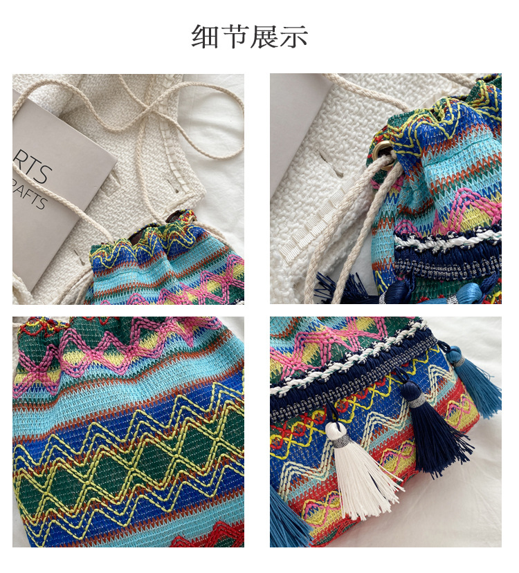 The 2022 new trendy and fashionable fringed bucket bag, a single-shoulder personalized crossbody bag with ethnic style undefined