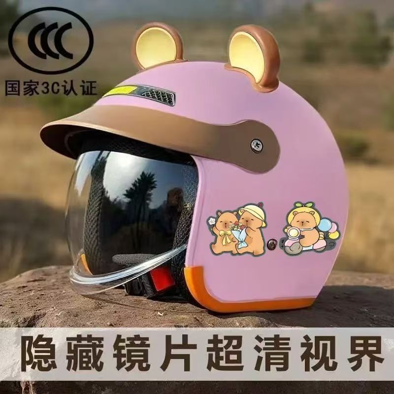 National Standard Certified Winter Safety Helmet for Men and Women, Electric Vehicle Safety Helmet, Cold-Proof and Warm, with Hidden Visor, Motorcycle Helmet