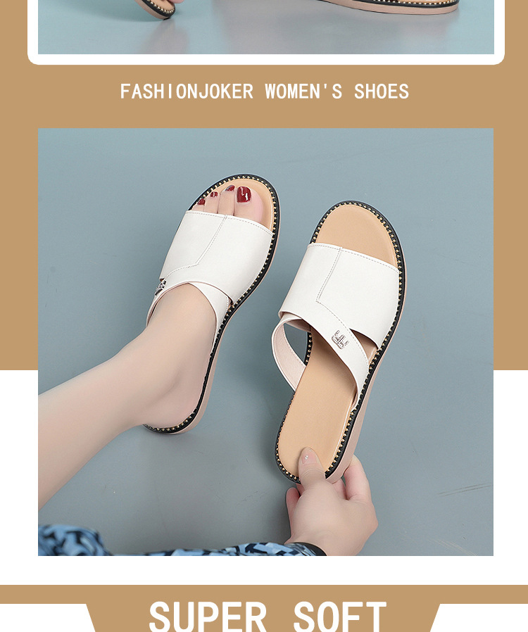 Dép sandal nữ quai chữ V đế mềm da thời trang — nâu chi tiết 4