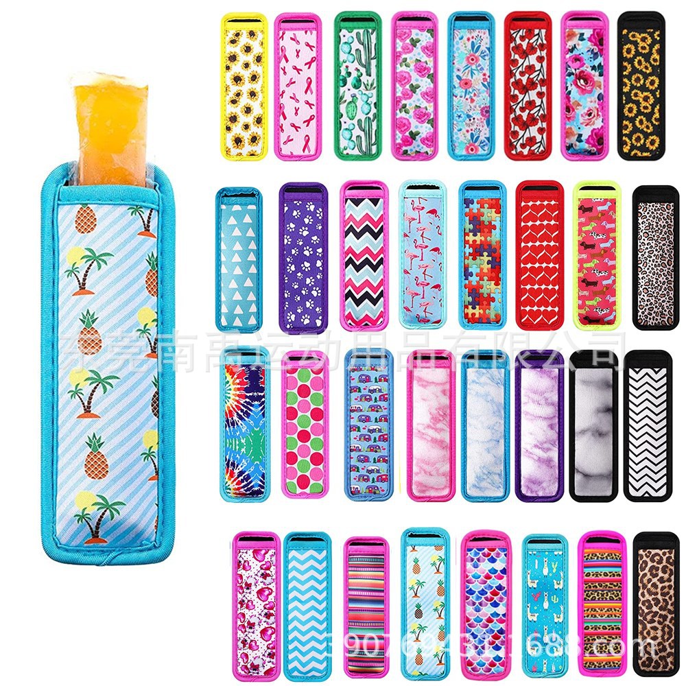 潜水料包边冰棒套印花款 冰袋保冷套popsicle holder厂家现货供应