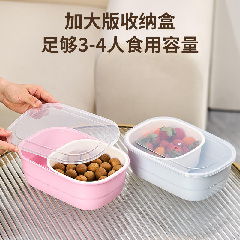 Caja de almacenamiento casera de doble espesor sellado cesta de frutas sala de estar bandeja de frutas bandeja de drenaje pereza semillas de melón bocadillos caja de dulces