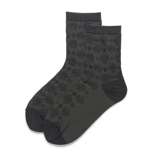 Spring and summer soft girl girl little flower white Lolita reverse-wrapped gauze socks fairy Lolita black jk mid-calf socks