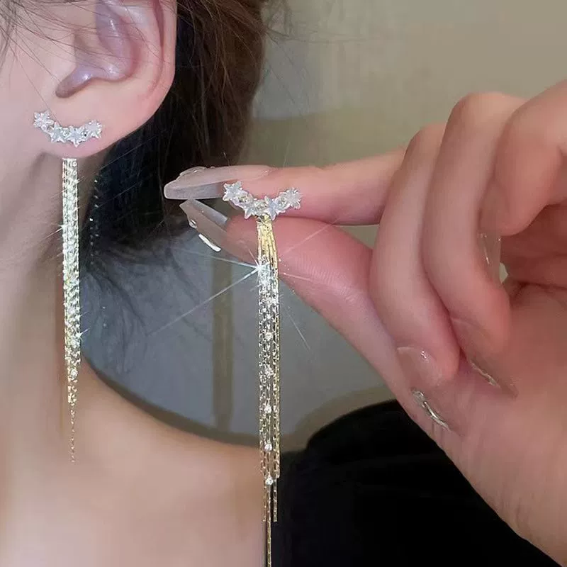 Earrings 925 silver, Korean simple elegant design, long dangling & stud options, lightweight