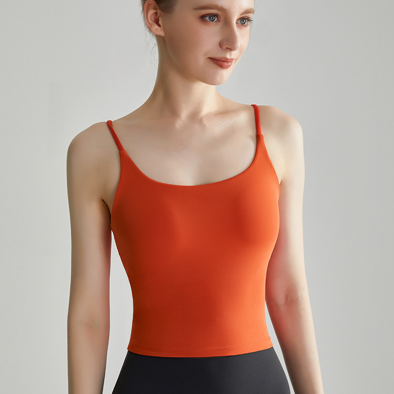 Chaleco deportivo de alta intensidad LAHN, estilo largo con almohadillas para el pecho, a prueba de golpes integrado, con realce, espalda en forma de U grande y hermosa, sujetador deportivo para yoga