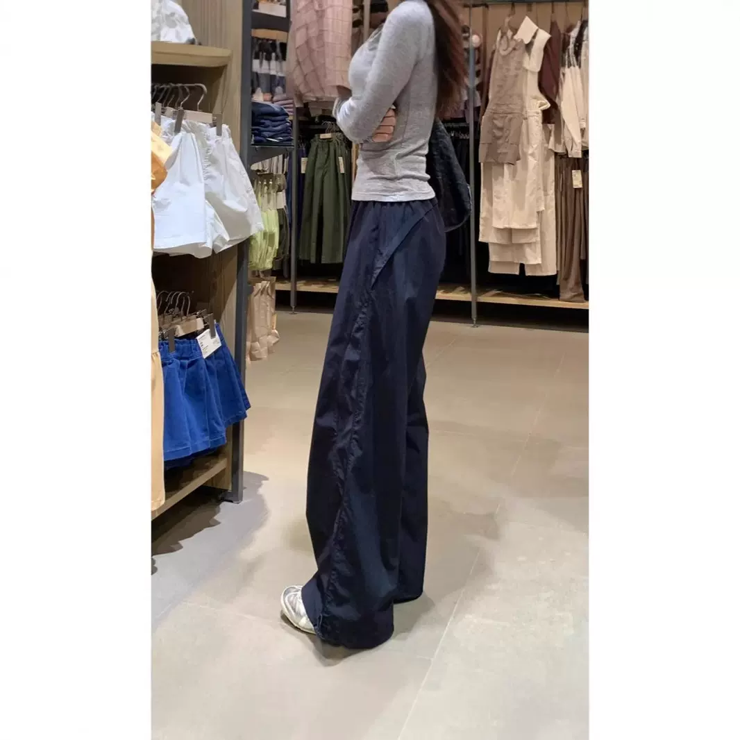 美式速干运动工装裤女秋季2025新款高腰垂感显瘦休闲阔腿裤小个子