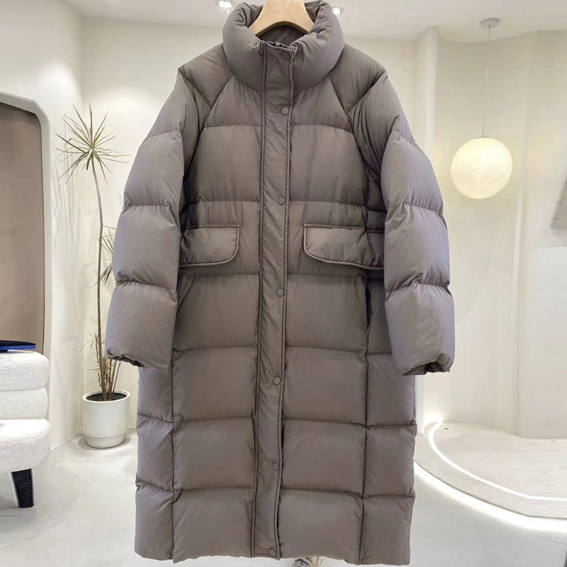 中长款白鹅羽绒服女韩版立领过膝2025新秋冬加厚时尚加肥加大外套|undefined