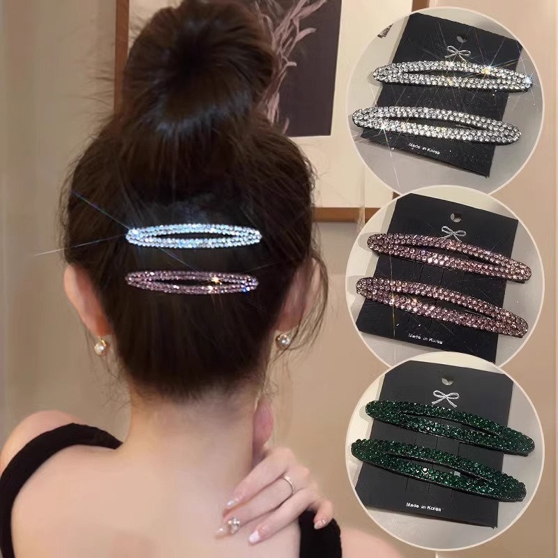 Horquilla con diamantes de imitación para mujer, modelo nuevo 2025, elegante pinza de pelo de alta gama para flequillo frontal y lateral, accesorio para el cabello.