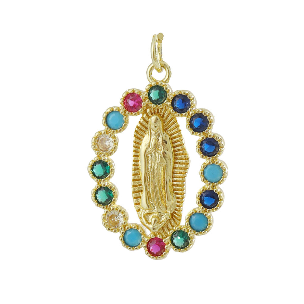 3g Weight Pendant Jewelry Making Type 14*26mm Jewelry Making Size Gold Plated Plating Material Zircon Inlay Material DIY Jewelry Accessories Classification 1 Piece Quantity Copper Material Human, Cross, Virgin Mary Pattern Inlay Design Vintage Style, Religion, Simple Style Style 1 Piece 14*26mm Copper Zircon Gold Plated Human Cross Virgin Mary Pendant 18