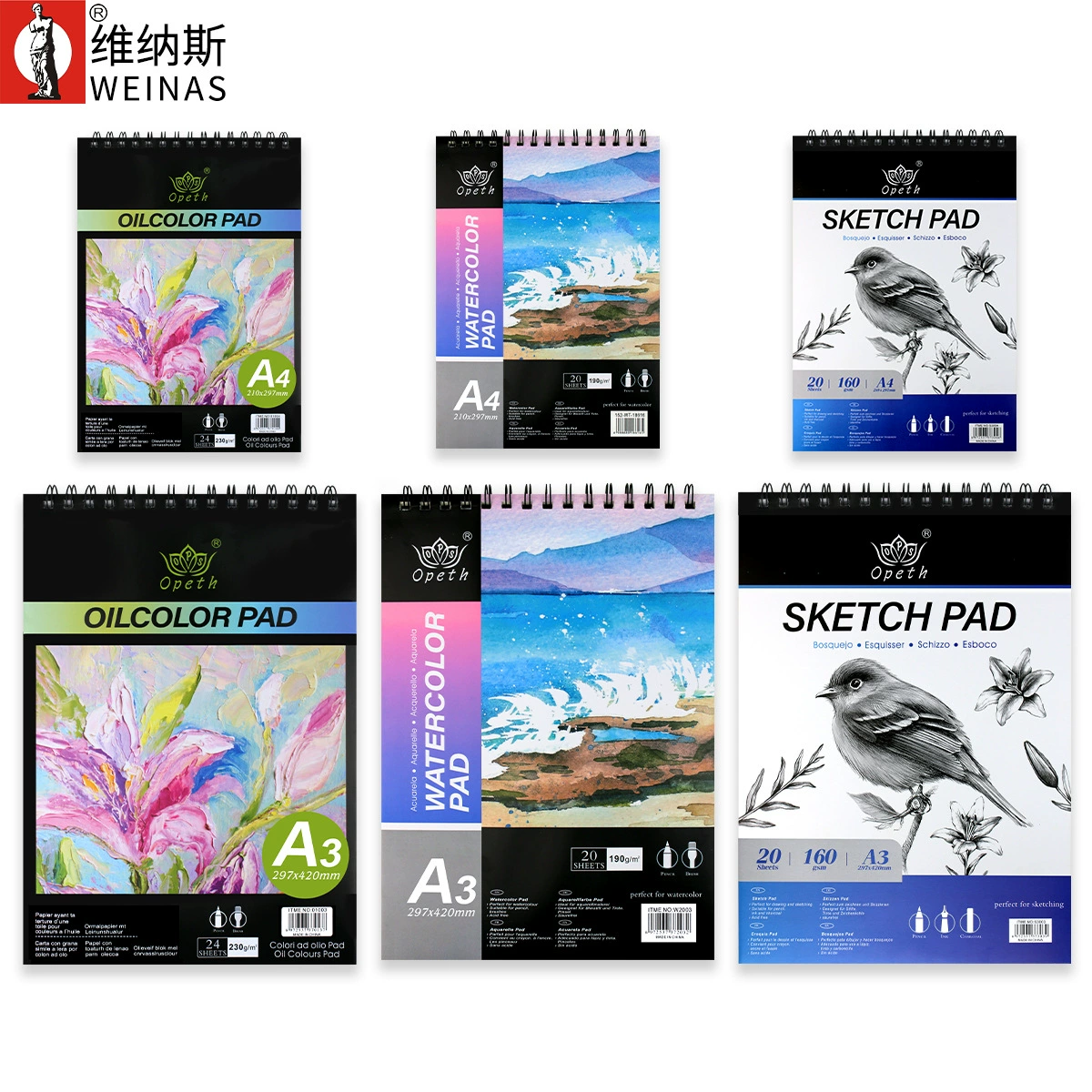跨境A3素描油画学术生绘画本学生速写A4马克本加厚丙烯油画水彩本