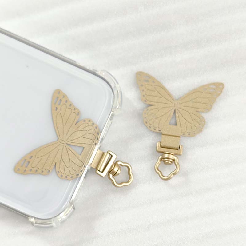 超薄蝴蝶金属旋转夹片挂绳手机不锈钢垫片挂片耐用结实固定贴片