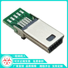 MINI 10Pin公头带板 10P公头夹板式 10个焊点-带PCB板