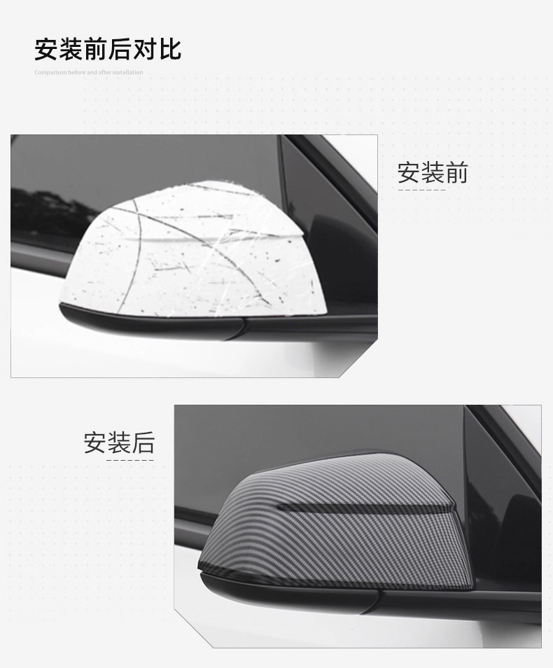 Suitable for the 2025 Tesla Model Y Updated Version Rearview Mirror Housing, Rearview Mirror Cover, Decorative Cover, Carbon Pattern Modification