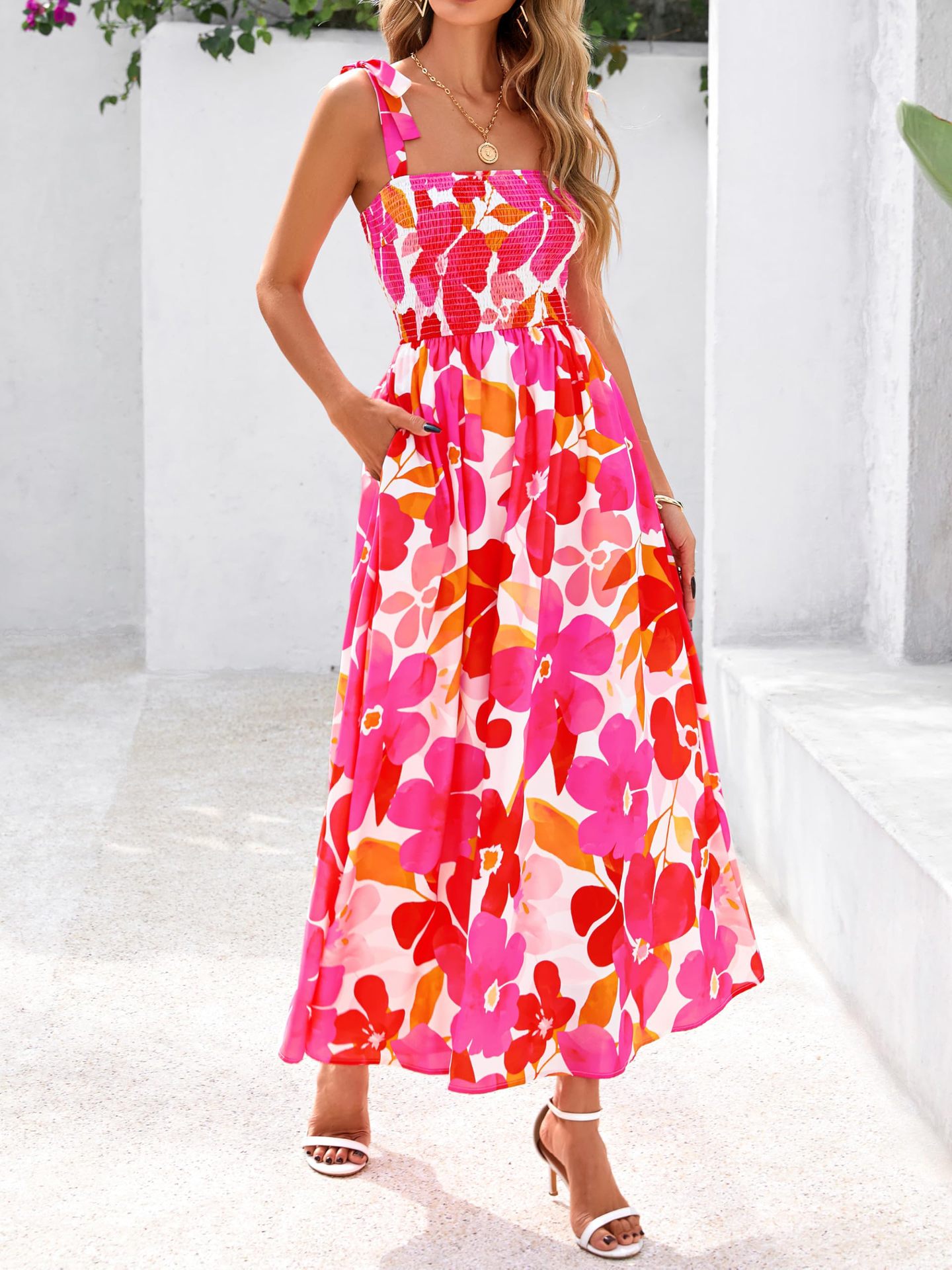 2026 Summer Commute Style Women Sleeveless Printed Long Camisole Dress_ecoleips.com