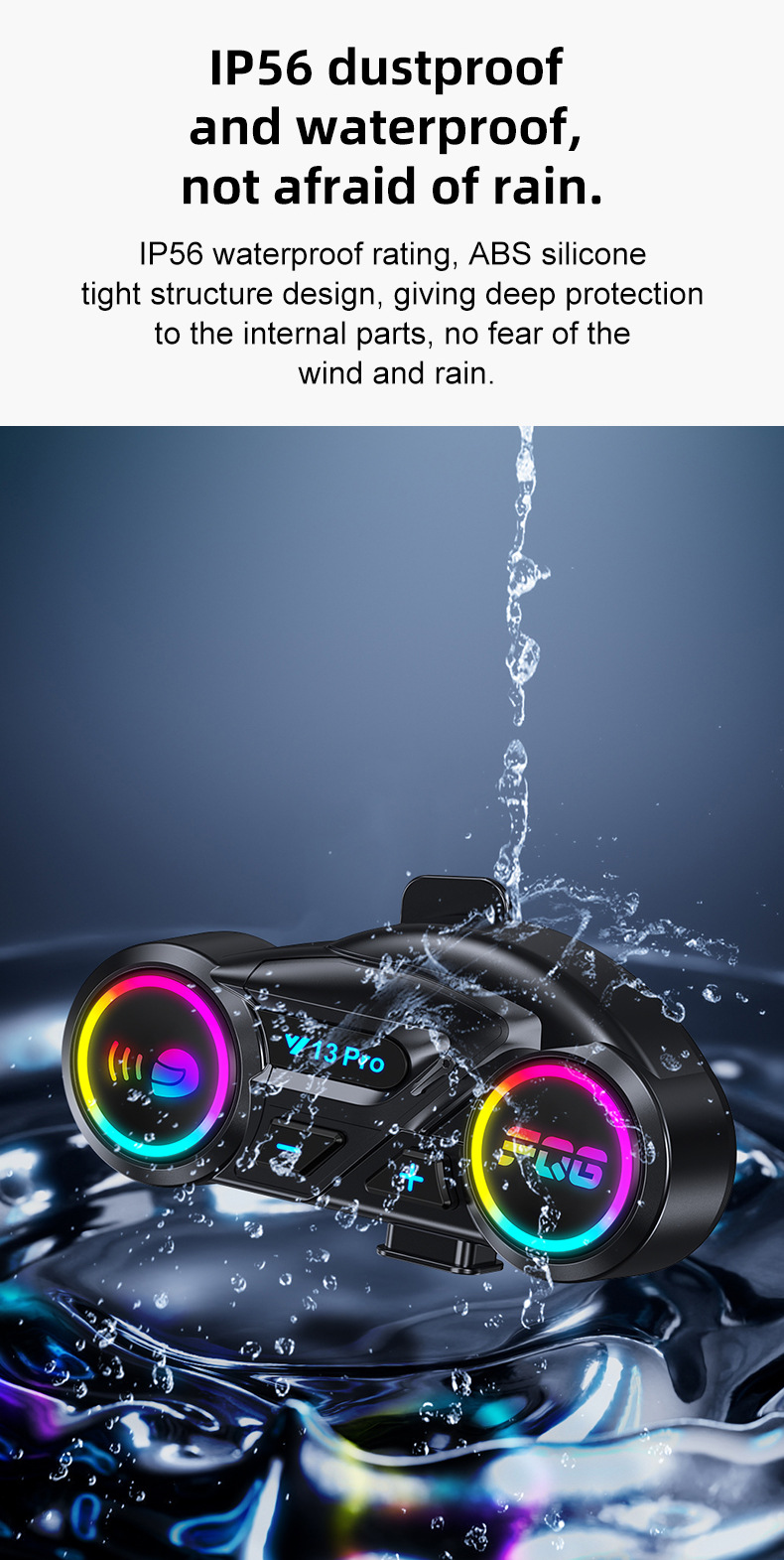 Y13Pro Intercom Helmet Bluetooth Headset Waterproof Noise Reduction Mixing Music Motorcycle Intercom Helmet Headset Factory
