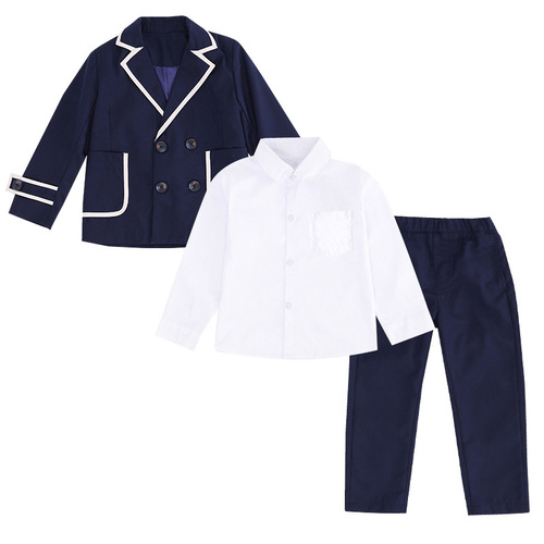 Preschool uniform spring and autumn set British academic style suit set children class uniform primary school uniform three-piece set