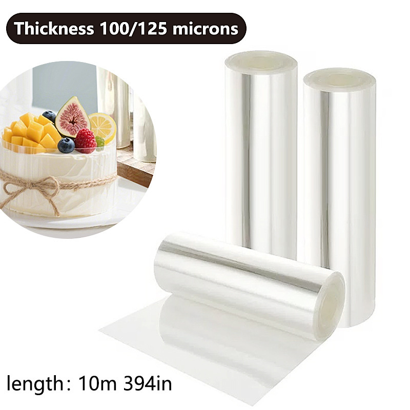 Transparent mousse hard border for birthday cake, thickened 5.1m cake decoration PET plastic baking packaging Transparent mousse hard border for birthday cake, thickened 5.1m cake decoration PET plastic baking packaging