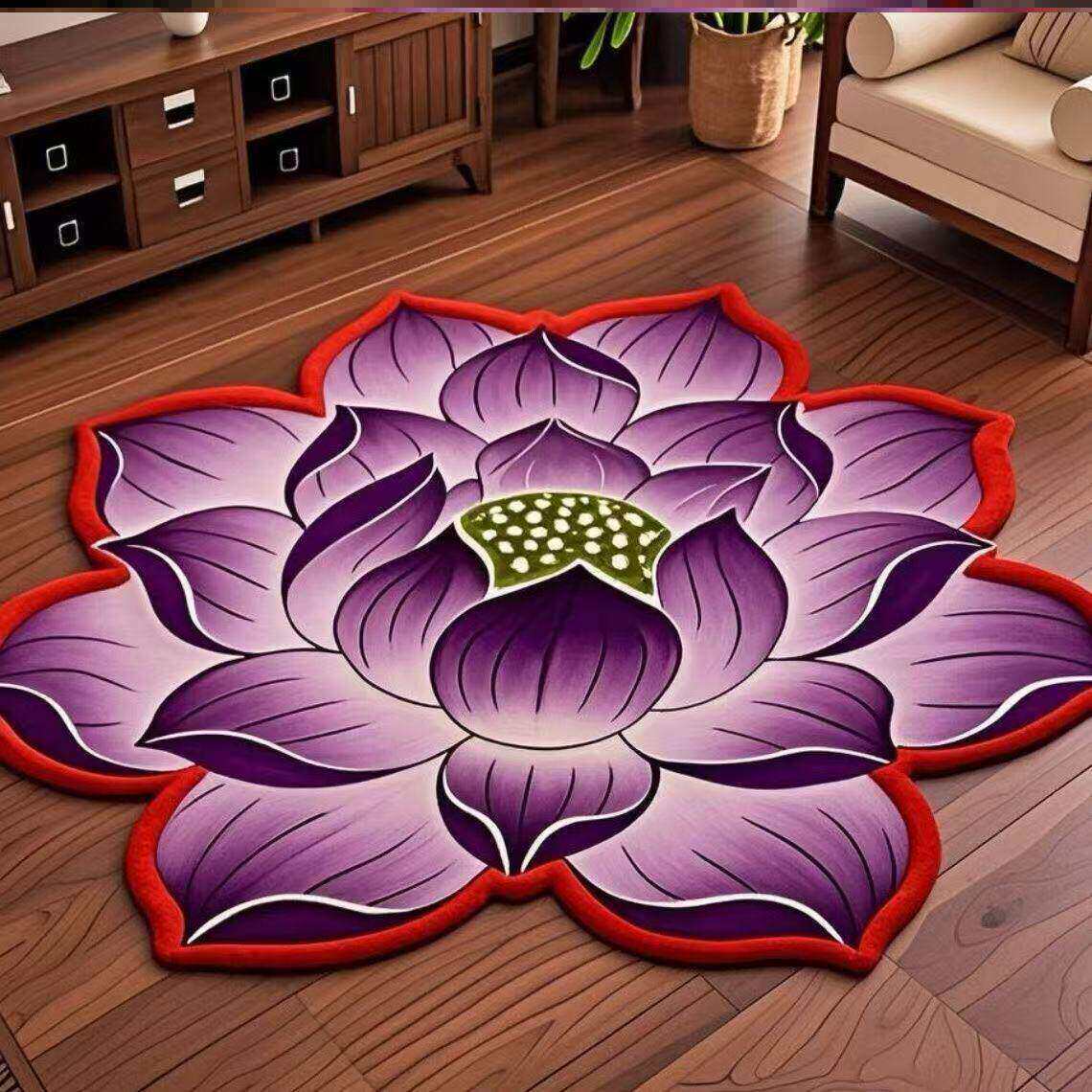 Nueva alfombra de sala de estar de loto chino, alfombra de mesa de té familiar de gran área, alfombra de cama de dormitorio fácil de cuidar