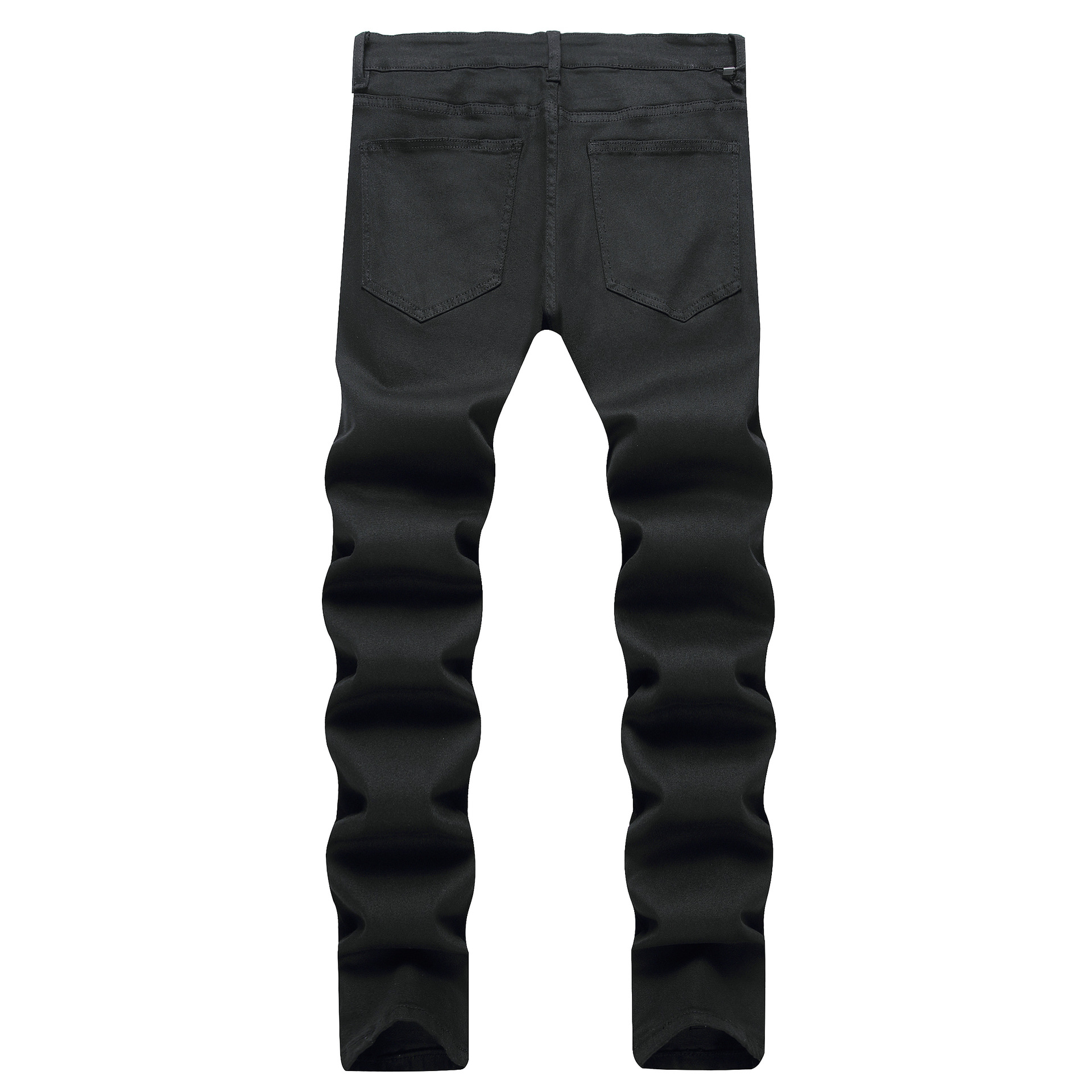 2023 Autumn New Street Style Black Men's Jeans Personality Stretch Trend Slim Fit Mid-Waist Pants Men_viptrois.com