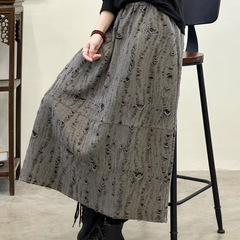 秋冬新款破洞半身裙女新款a字裙灰色半裙高腰秋冬裙子半身长裙