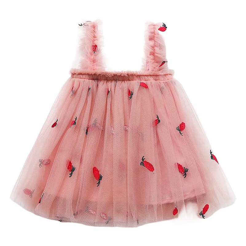 Vestido Princesa Niña Verano — Tul Bordado, Estilo Exportación