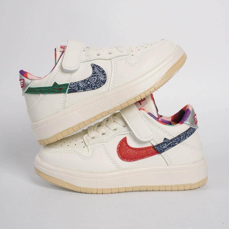 AJ Детская обувь для девочек кроссовки 2025 новая серебряная доска обувь мягкая кожа мягкая подошва приливная обувь для мальчиков