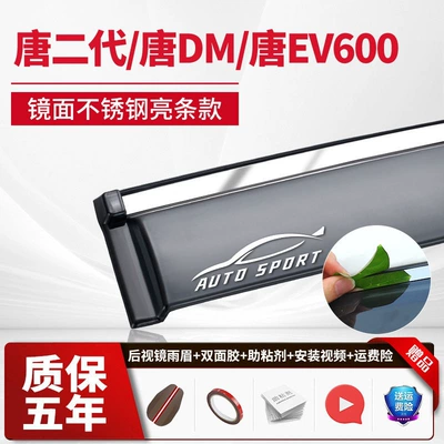Yuan Pro rain visor: Rain shield - 4-piecestang-2nd-generationtang-dmtang-ev600stainless-steel-bright-stripsupgraded-and-thickened-2-stickers