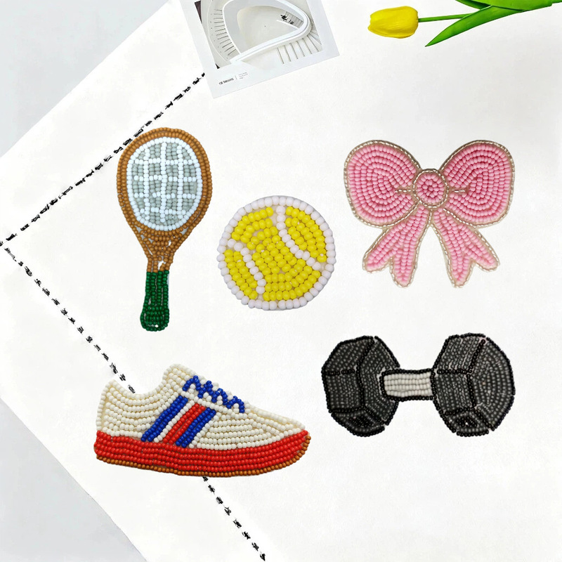 New Beaded Tennis Dumbbell Sneakers Bow Embroider Stickers Clothing Accessories Bags Accessories DIY Patch Stickers