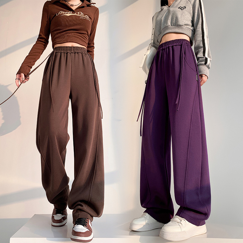 American-Style Multicolor Women's Sweatpants Autumn and Winter New Straight Wide-Leg Banana Pants High-Waisted Slimming Casual Loose Wide-Leg Pants
