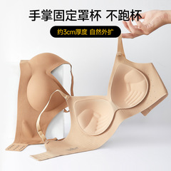 全固定杯文胸粉底液内衣小胸显大聚拢上托防下垂无钢圈无痕反重力