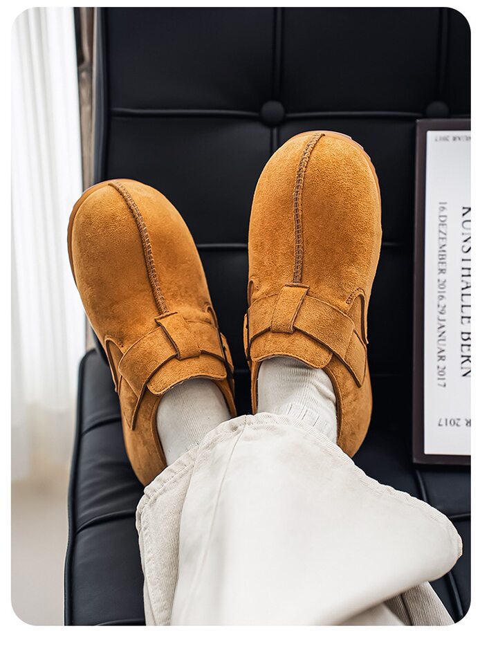Giày lười nam mũi tròn phong cách retro, dễ xỏ, chống trượt, gót vừa 3-5 cm — 2873 màu kaki, 2873 màu vàng, 2873 màu đen chi tiết 7