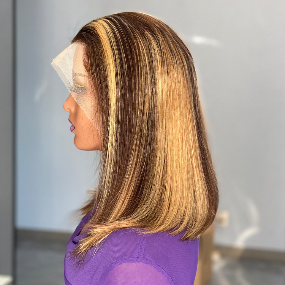 180 Densidade Bob perucas Piano Cor Front Lace Cabelo Humano Headband_voghion.com