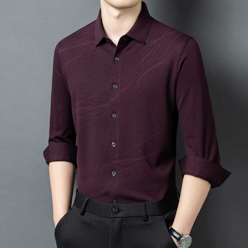 Branded Men's Wool Shirt Long Sleeve 2026 Spring and Autumn New Style Middle-Aged Top High-End Fashion Trend Light Luxury Shirt Branded Men's Wool Shirt Long Sleeve 2026 Spring and Autumn New Style Middle-Aged Top High-End Fashion Trend Light Luxury Shirt