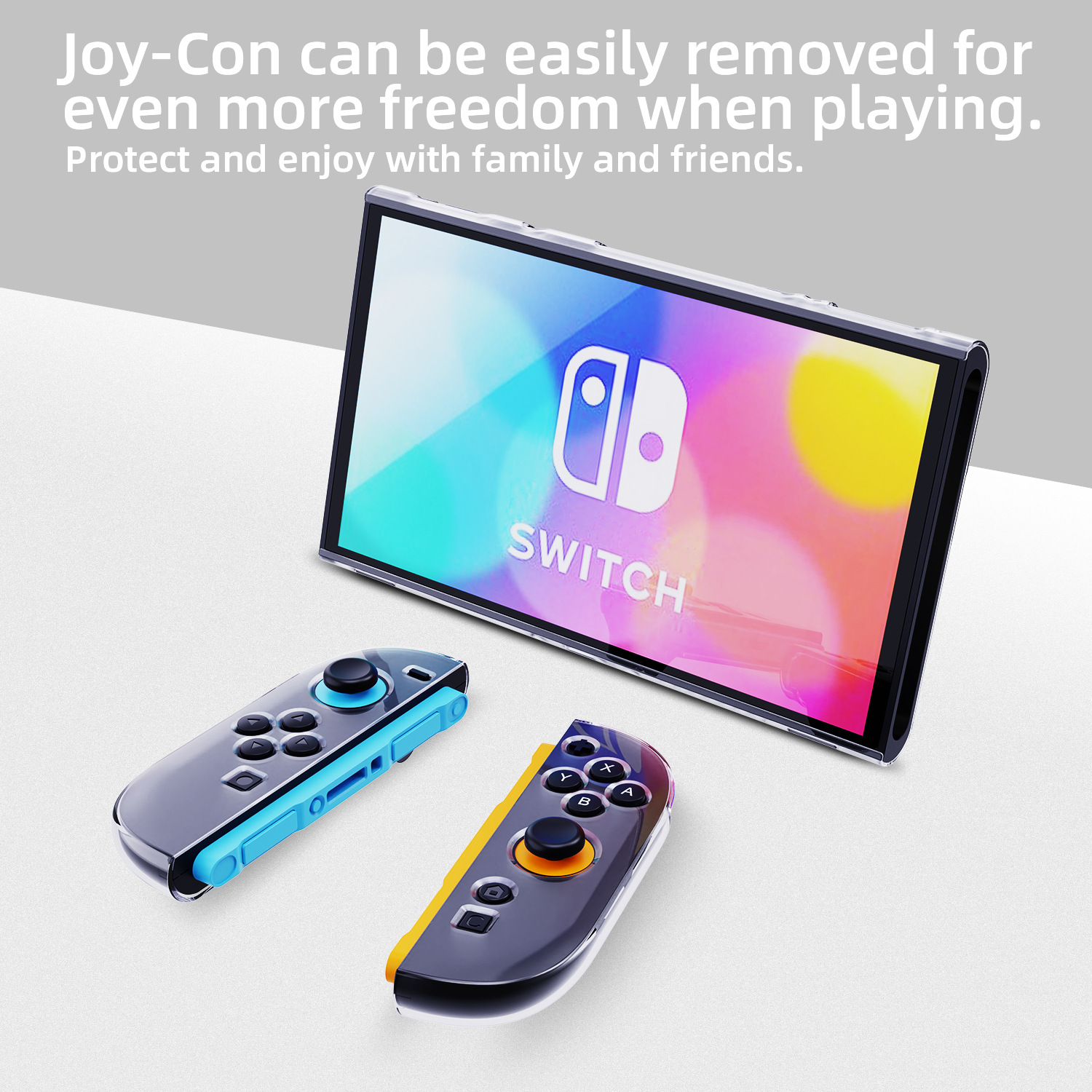 Funda protectora adecuada para Switch de segunda generación, cubierta protectora para consola NS, protección para el mango, funda transparente de cristal desmontable image 5