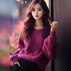 紫色毛衣女秋冬慵懒风高级感超好看今年流行漂亮小香风毛衣上衣