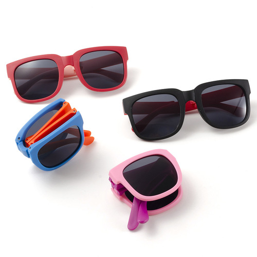 Folding kids sunglasses for boys and girls, UV protection sunglasses for children, sunscreen glasses, stylish baby sunglasses, wholesale
