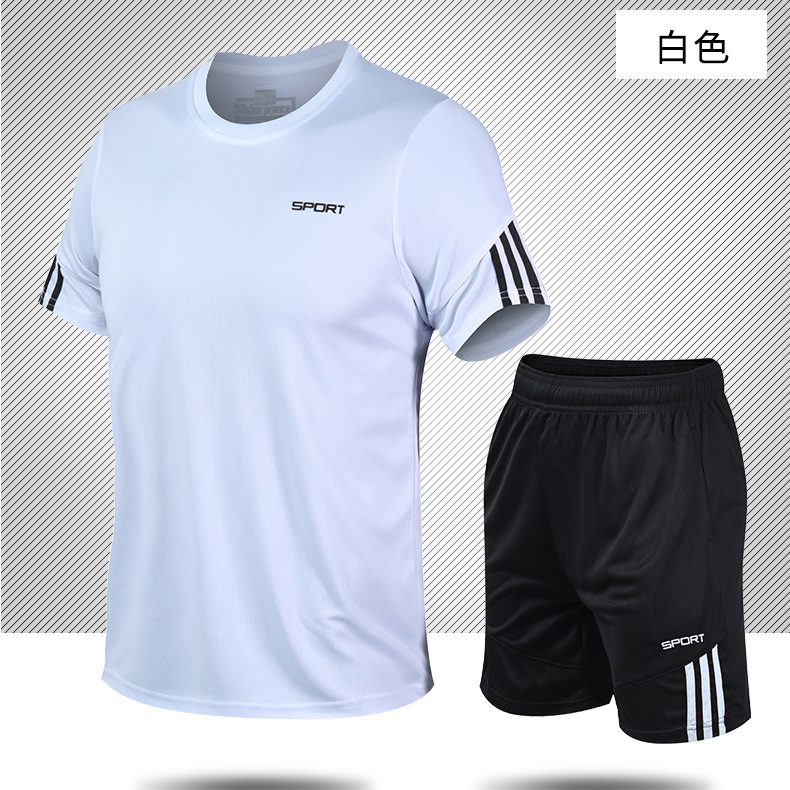 Venta directa de fábrica nueva ropa para correr seda de hielo, ropa de entrenamiento transpirable de secado rápido, juego de camiseta deportiva de ocio al aire libre