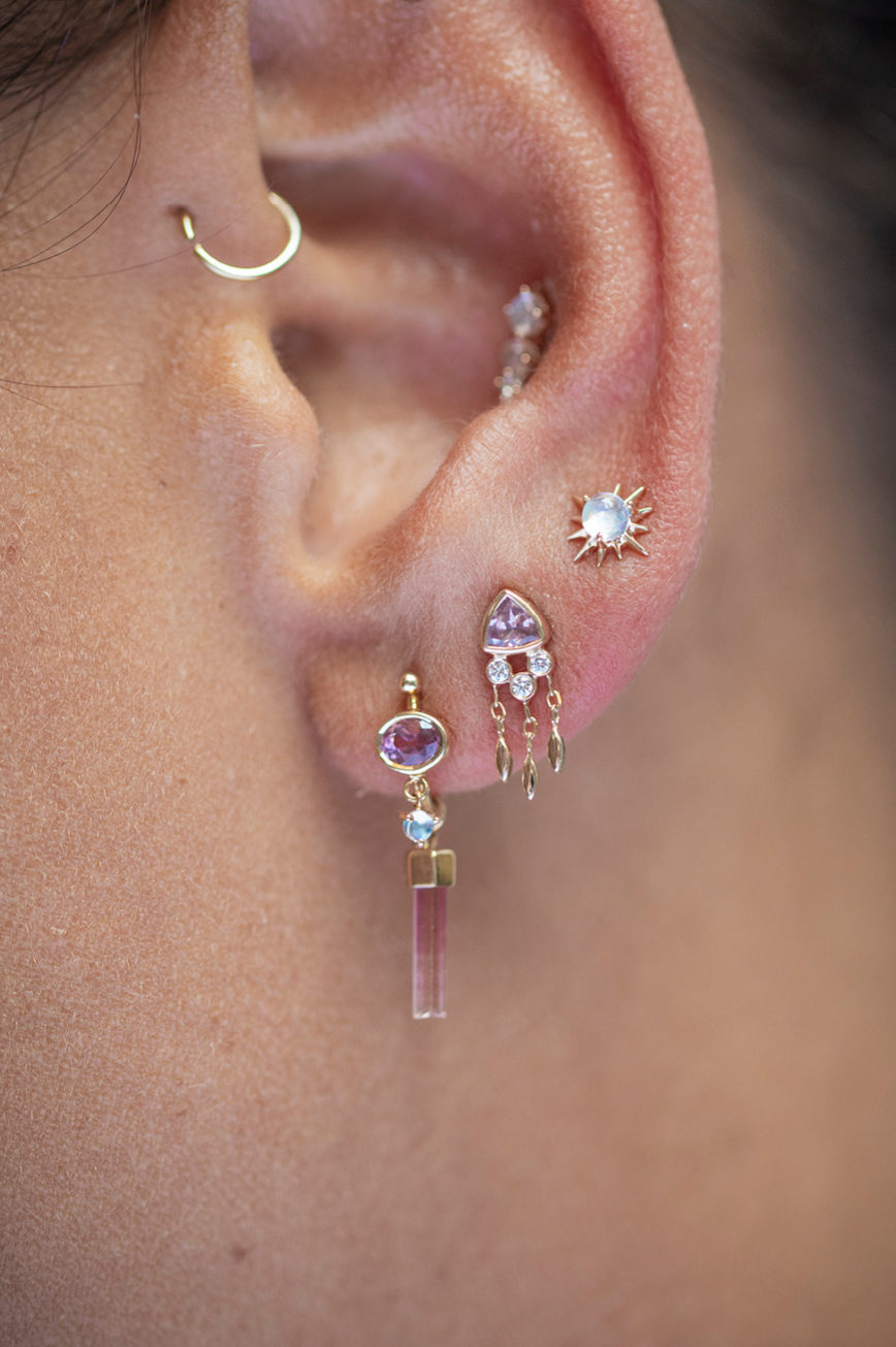 2g Weight 18K Gold Plated Plating Material Ear Studs Classification 1 Piece Quantity Holiday, Daily Occasion 925 Sterling Silver Material Triangle, Tassel Pattern Unisex Gender Casual, Simple Style Style 1 Piece Ear Cartilage Rings & Studs Casual Simple Style Triangle Tassel 925 Sterling Silver 18K Gold Plated 3