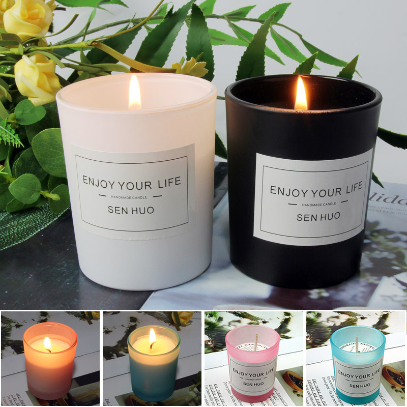 Factory Wholesale Romantic Glass Candle Fragrance Candle Smokeless Hotel Birthday J Candle Soy Wax Exquisite Gift
