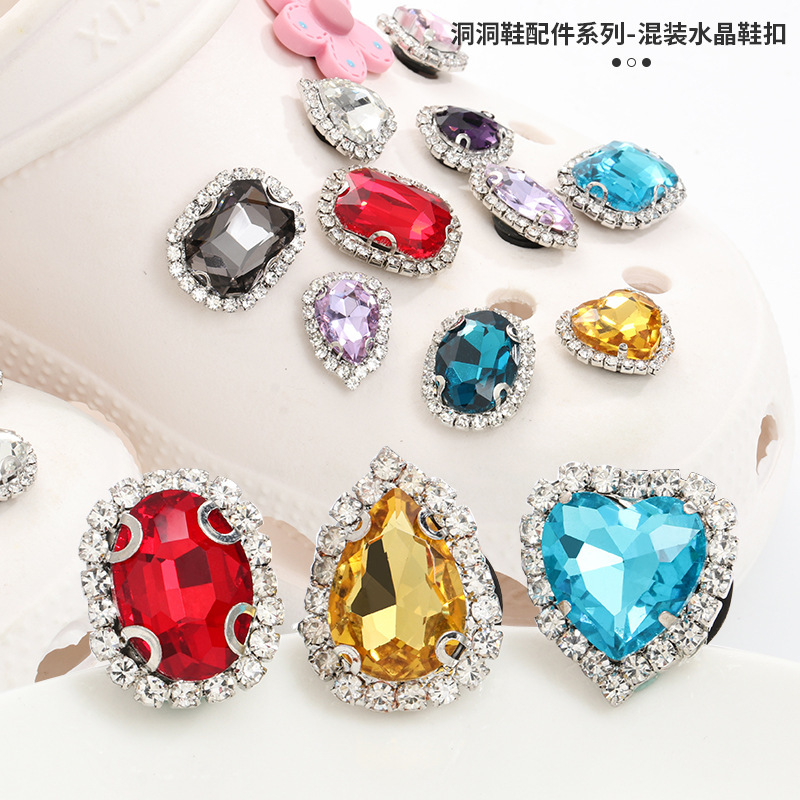 Cross-border Adaptable Croos Hole Shoes Accessories Diy Shoes Accessories Crystal Garden Shoes Decorative Buckle I-Buckle Accessories