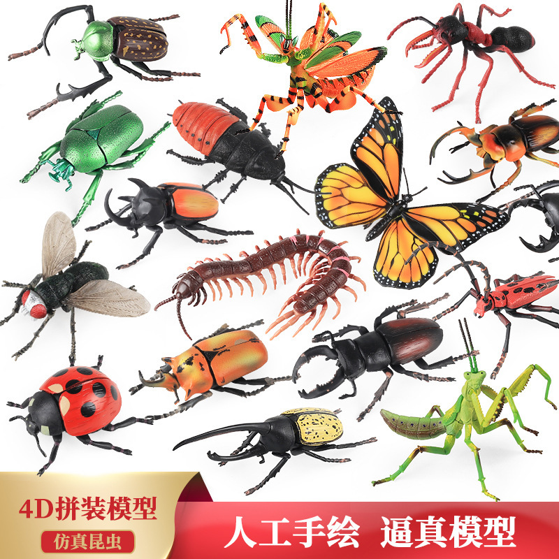 Simulated 4D Three-Dimensional Assembly Toy Insect Animal Models: Locust, Green Beetle, Seven-Spotted Ladybug, Centipede, Dragonfly, Wasp Simulated 4D Three-Dimensional Assembly Toy Insect Animal Models: Locust, Green Beetle, Seven-Spotted Ladybug, Centipede, Dragonfly, Wasp
