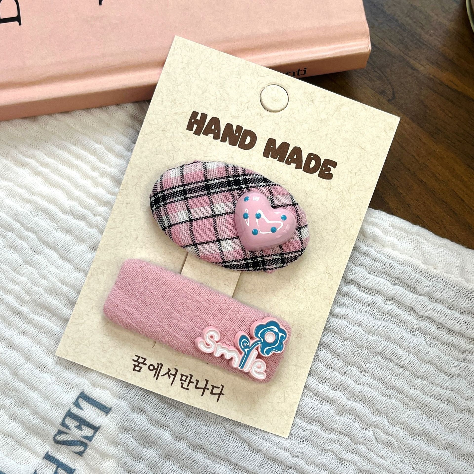 Coreano gracioso grille gatito clip de pelo elíptico temperamento de la niña clip de cabello fruncado clip lateral clip de cabello universal clip de cabello accesorios