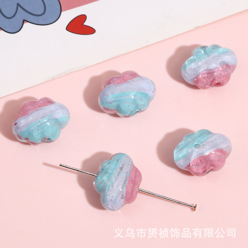 樹脂グラデーション油絵クラウドビーズ diy 手作りビーズブレスレットキーホルダー携帯電話チェーンジュエリーアクセサリー材料|undefined