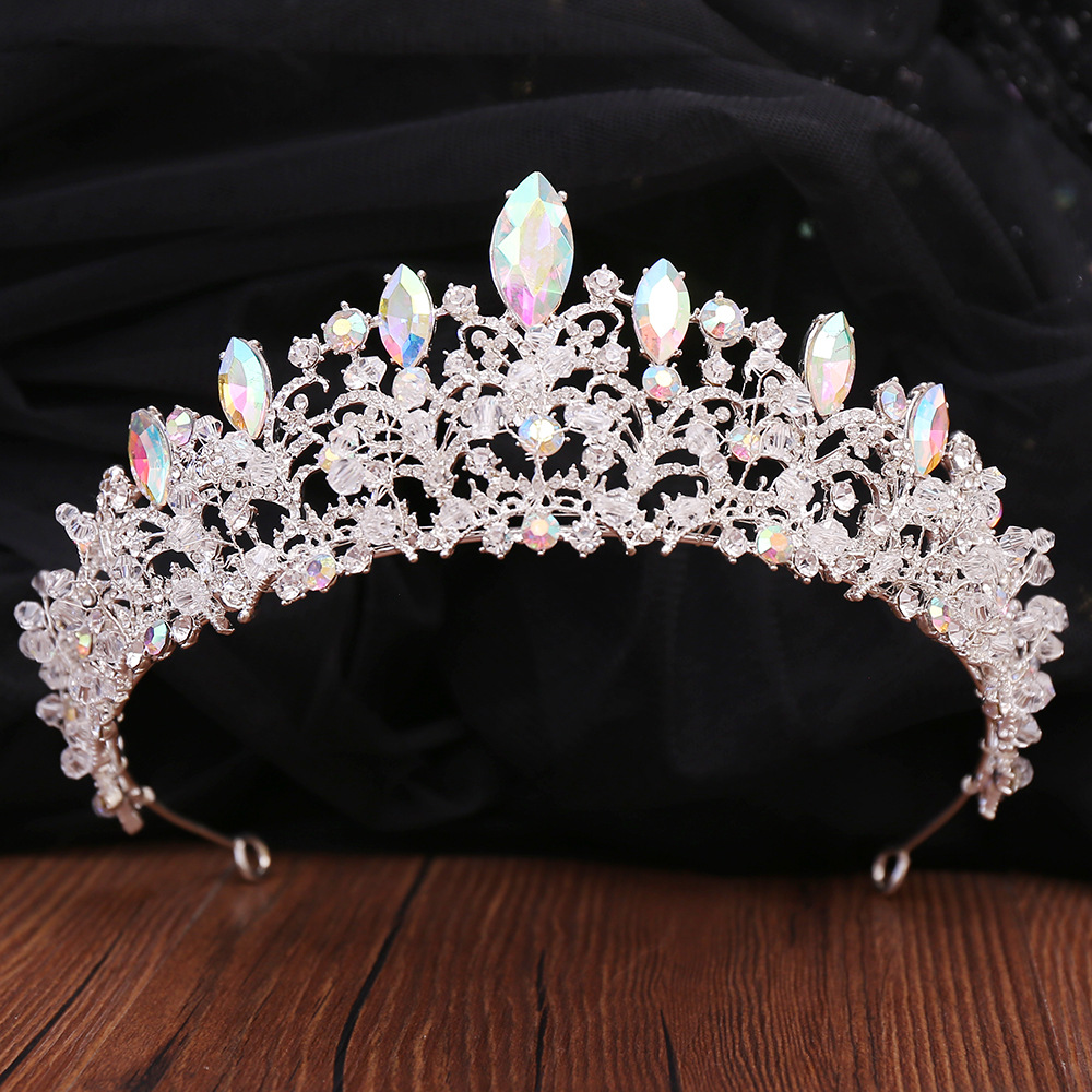 Fashion Water Droplets Crown Alloy Rhinestone Crown 1 Piece display picture 2