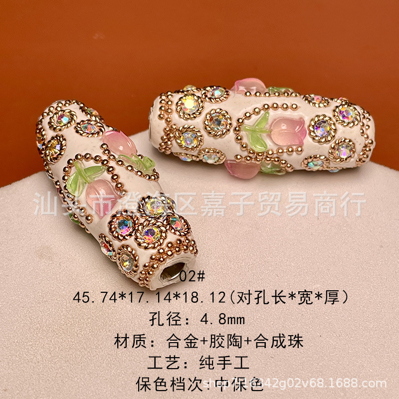 Nepal inlaid series handmade barrel beads diy accessories handmade loose beads spacer beads Buddha necklace accessories