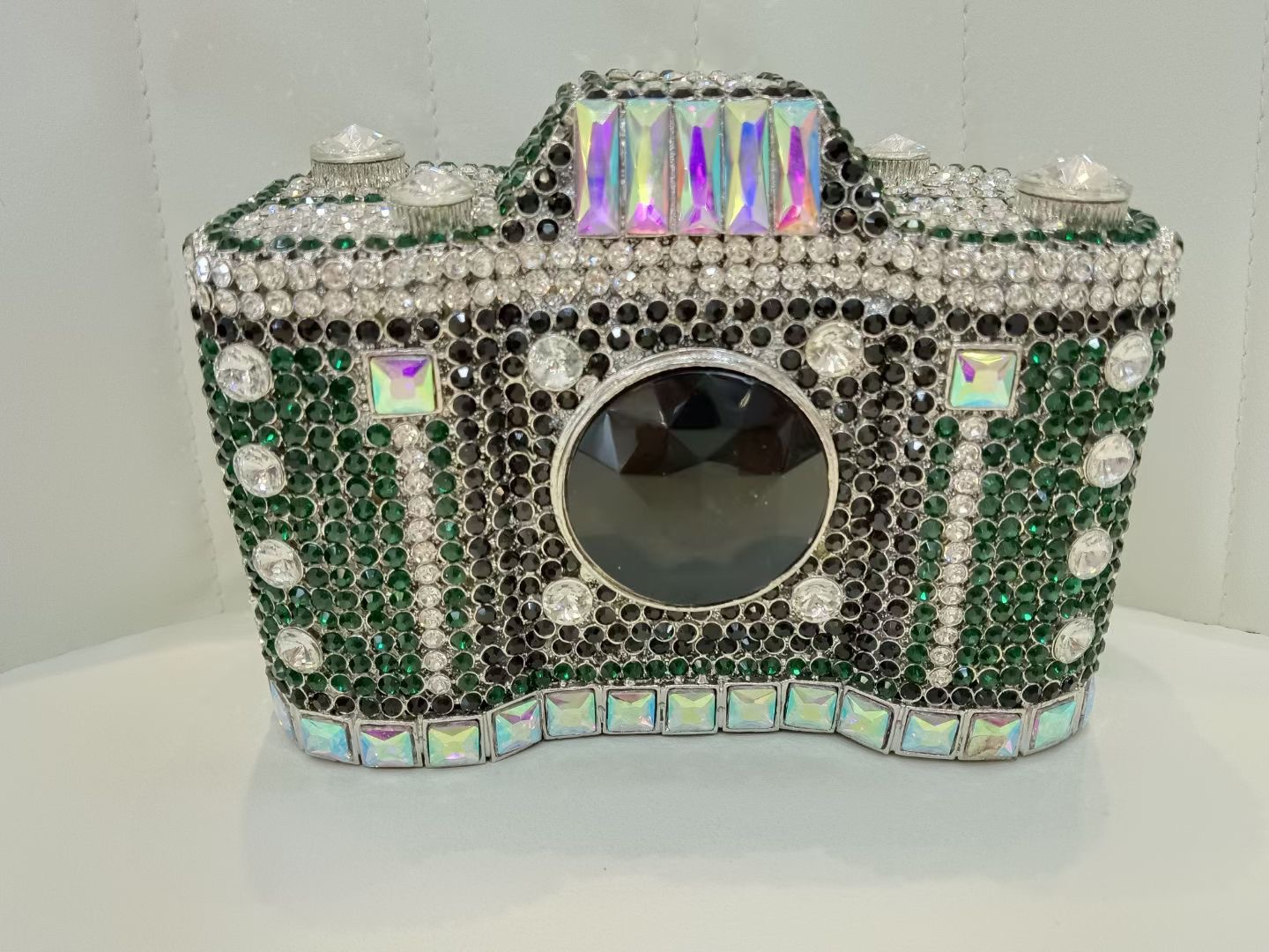 Túi clutch nữ đính kim cương cầm tay dự tiệc sang trọng — Cà phê vàng/hàng có sẵn, Màu xanh lục, Màu bạc, Màu xanh lá chi tiết 20