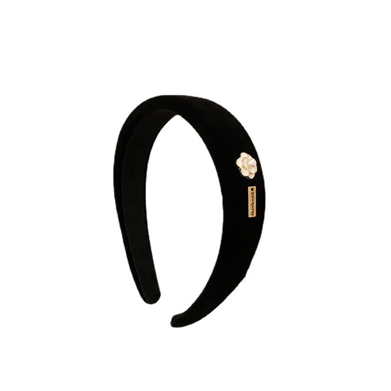 Chanel estilo retro simple flor negro diadema de viaje accesorios para el cabello de la diadema de moda elegante para mujer del todo fósforo de las mujeres